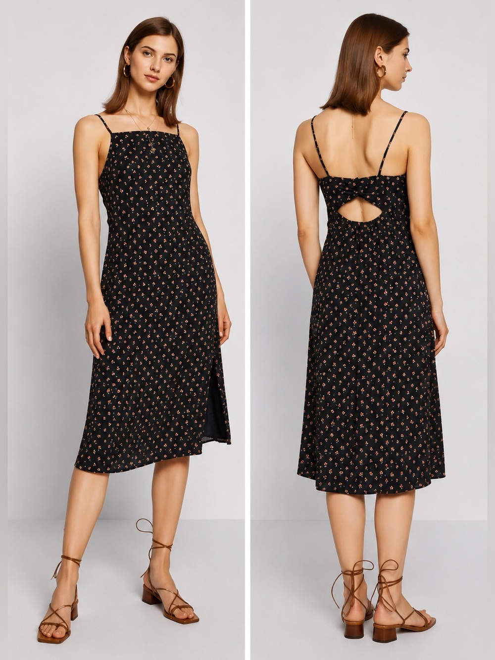 American Eagle Cottagecore Floral Midi Dress Small | Keyhole Cutout